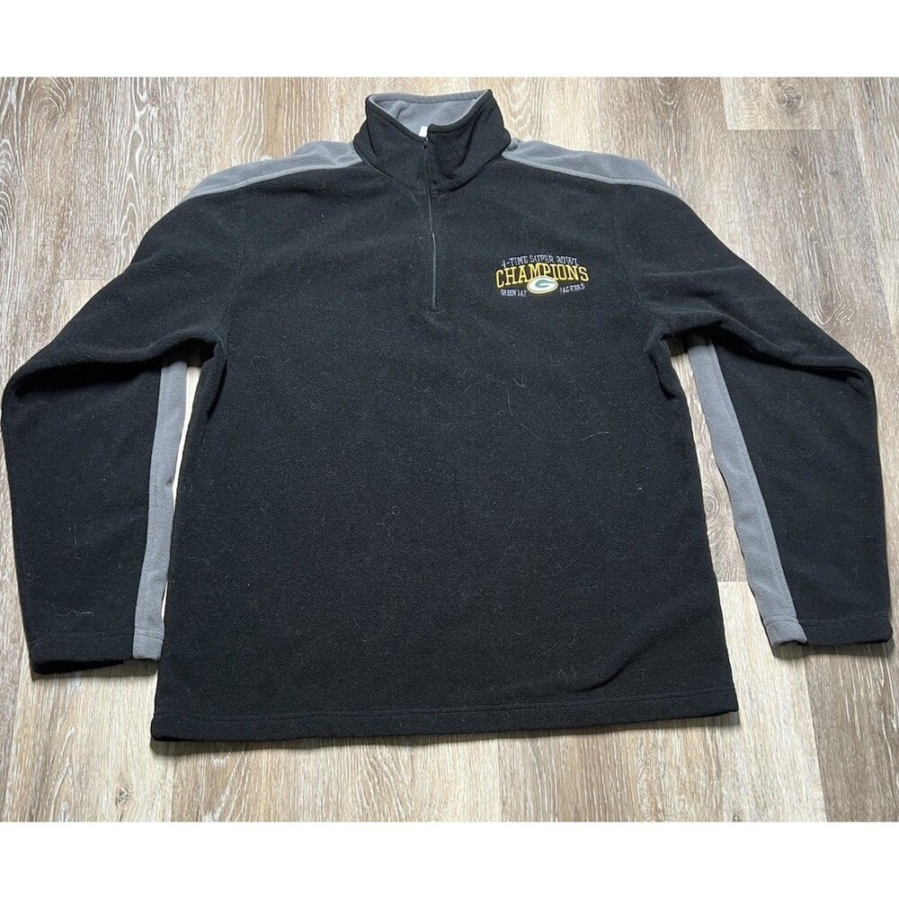 4 Time Super Bowl Champions Green Bay Packers Fleece Quarter Zip Med NFL Branded